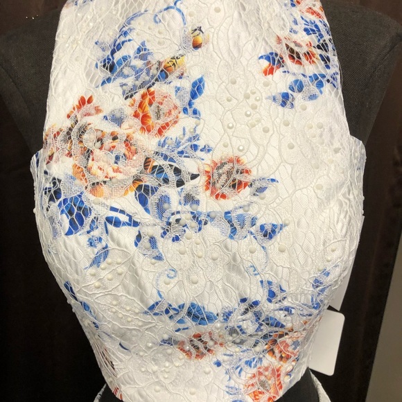 Lower priced Envious Couture Gown Size 4 Ivory & Multicolor Mermaid - Picture 8 of 13